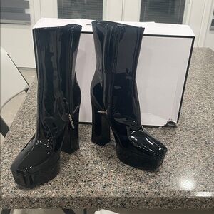 Guess Shiny Black High Heel Boots